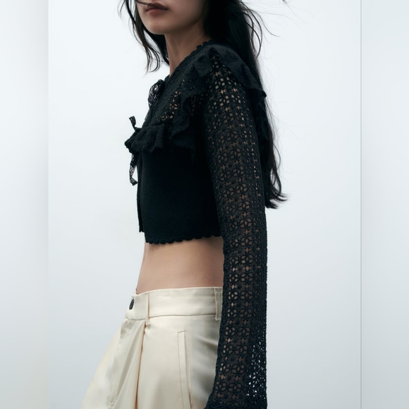 ZARA LIMITED EDITION COMBINATION KNIT CARDIGAN - Picture 3 of 10